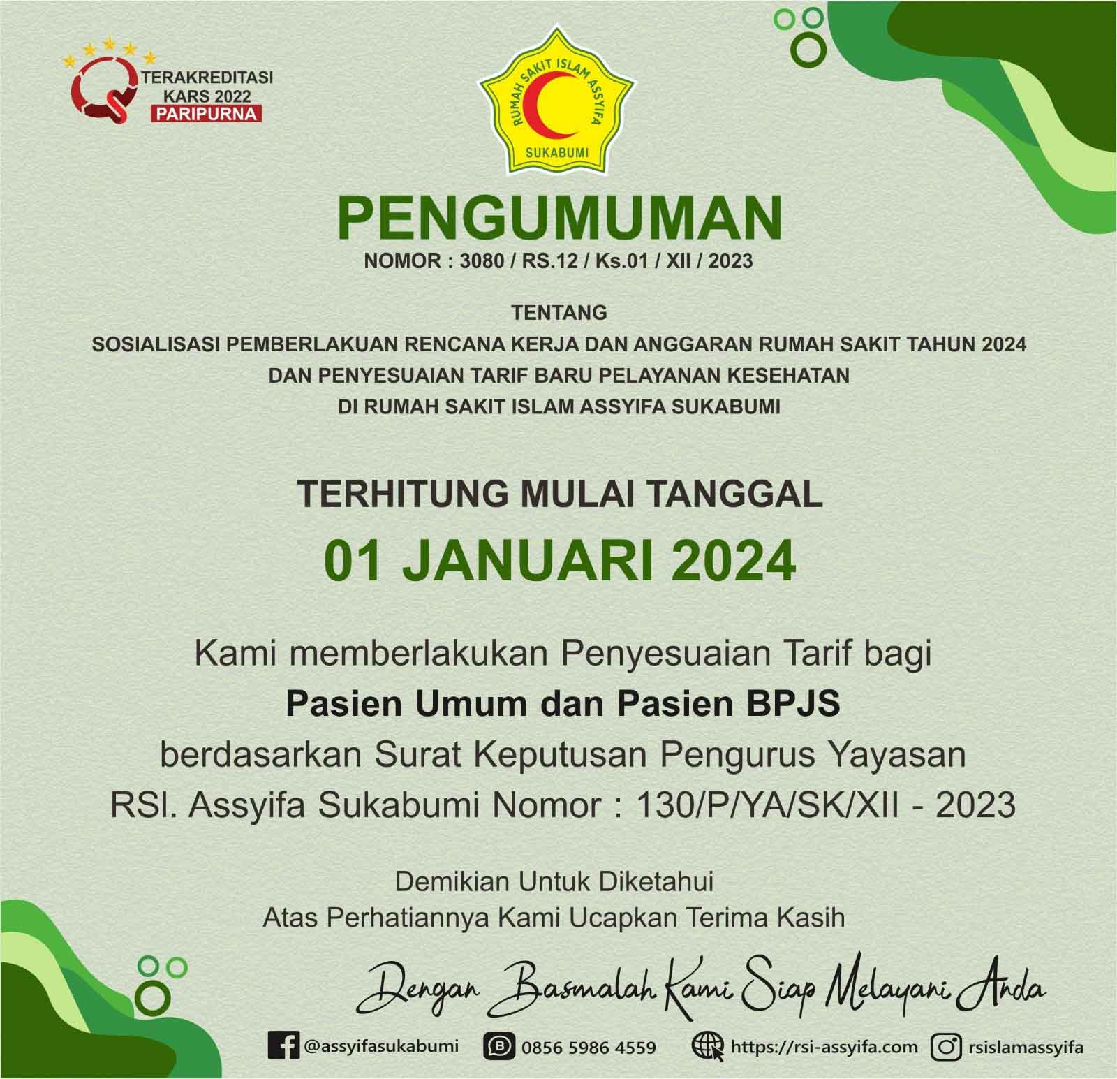 Informasi Penyesuaian tarif