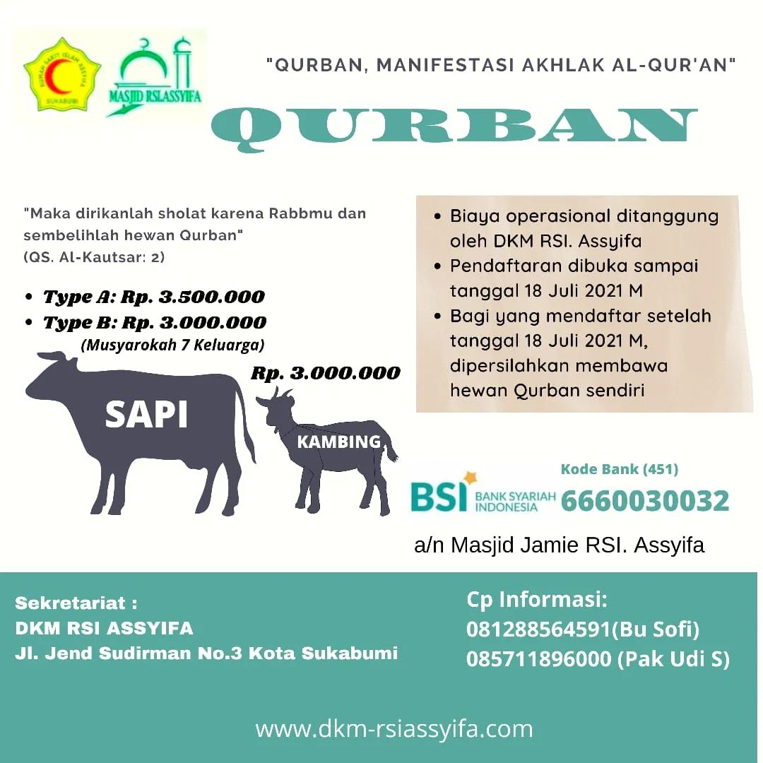 Mari Berqurban Bersama RSI ASSYIFA dan DKM RSI ASSYIFA