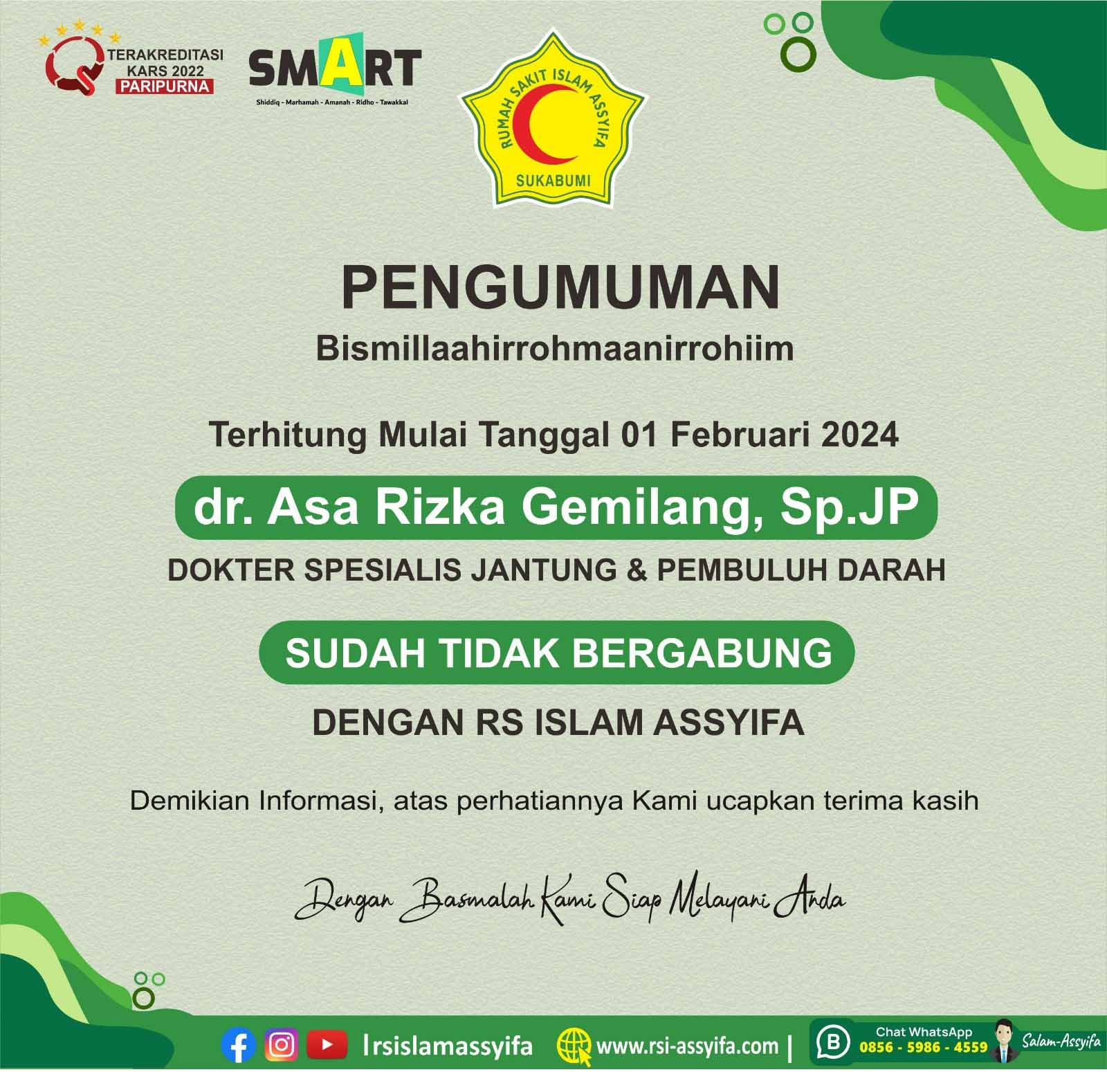 Informasi Dokter Sudah Tidak Bergabung