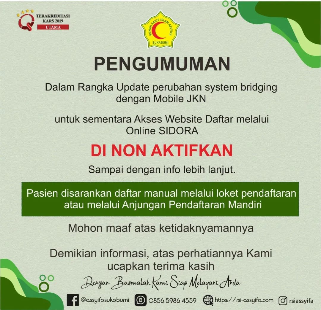 Penonaktifan sementara SIDORA 