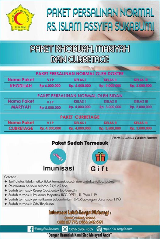 Paket persalinan normal RS. Islam Assyifa Sukabumi
